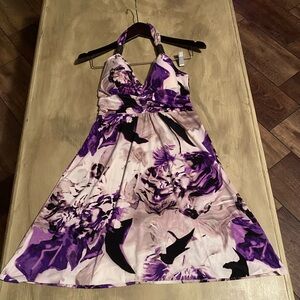 Cristinalove Purple and Black Floral Dress